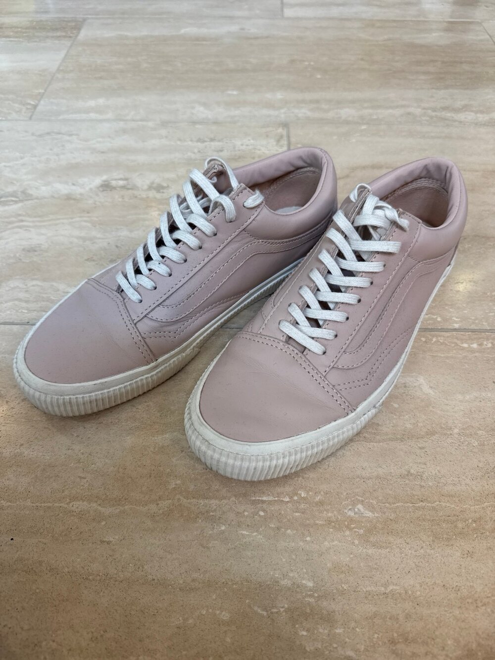 Women's Leather Vans Fashion Sneakers, Dusty Pink, sz 10
